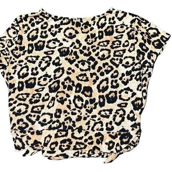 Stretch Leopard Print Wrap Long Sleeve Women's Top - Picture 2 of 4